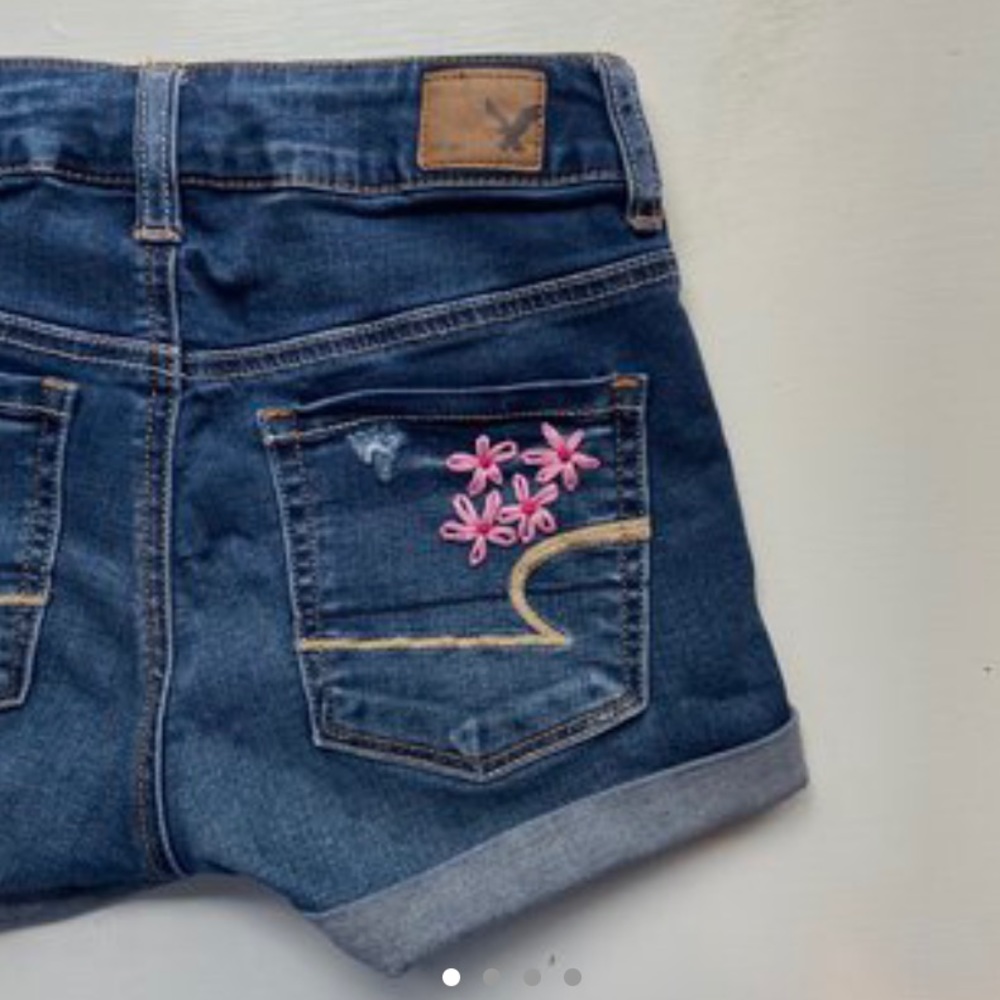 American Eagle Jean Shorts with Flower Embroidery